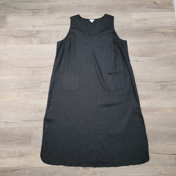 J Jill Love Linen Long Maxi Dress Size 4X Sleeveless Tank Lagenlook Pockets Boho - Picture 1 of 6